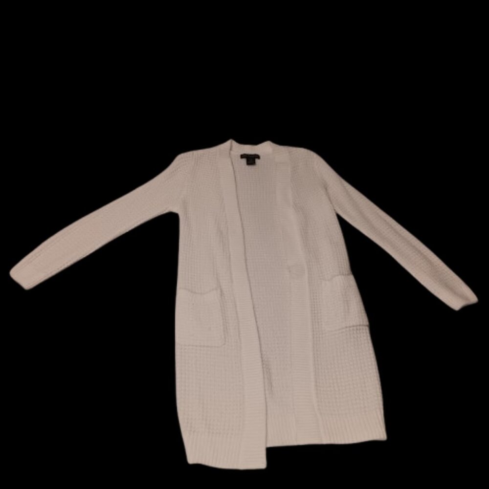 waffle knit duster ivory long sweater